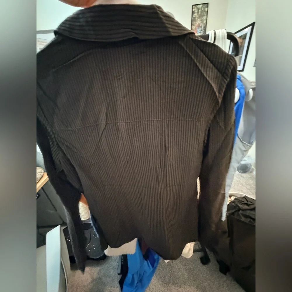 For The Republic Black Pinstripe Button-Down Shirt - Picture 2 of 2